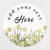 黄色い水仙とメッセージを含むラベル ラベル (デザイン1)