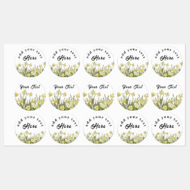 黄色い水仙とメッセージを含むラベル ラベル