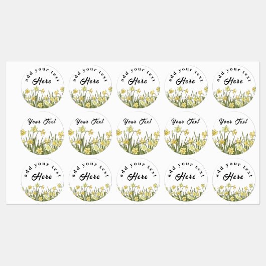 黄色い水仙とメッセージを含むラベル ラベル (シート)