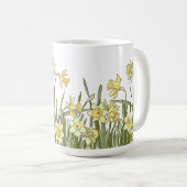 黄色い水仙のフローラ縁どとコーヒーマグ コーヒーマグカップ (正面右)