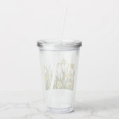 黄色い水仙の縁どパスティックなガラスフローラ アクリルタンブラー (裏面)