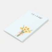 黄色い水仙の花とピーチ色のリボン ポストイット (アングル)