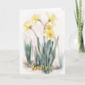 黄色い水仙の花のアート 母の日 カード (正面)
