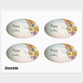 黄色い水仙の花を持つイースター卵 楕円形シール (シート)