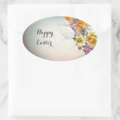 黄色い水仙の花を持つイースター卵 楕円形シール (バッグ)