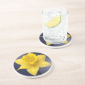 黄色い水仙の花フローラの絵を描水色 コースター (側面)