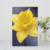 黄色い水仙の花フローラの絵を描水色 便箋 (スタンド正面)