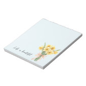 黄色い水仙の花 桃色のリボン ノートパッド (回転)