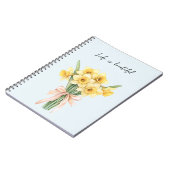 黄色い水仙の花 桃色のリボン ノートブック (左側)