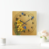 黄色い水仙2 スクエア壁時計 (ホーム)
