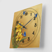 黄色い水仙2 スクエア壁時計 (傾斜)