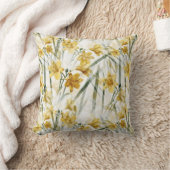 黄色い水仙(緑葉) クッション (ブランケット)
