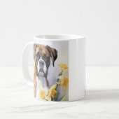 黄色い水彩を放つ可愛いボクサー犬 コーヒーマグカップ (正面左)