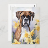 黄色い水彩を放つ可愛いボクサー犬 ポストカード (正面/裏面)