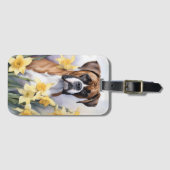 黄色い水彩を放つ可愛いボクサー犬 ラゲッジタグ (正面横)