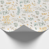 黄色い水彩画のオーストラリアの編み枝細工のユーカリ ラッピングペーパー (角)