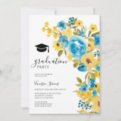 黄色い水彩野草花卒業写真 招待状 (正面)