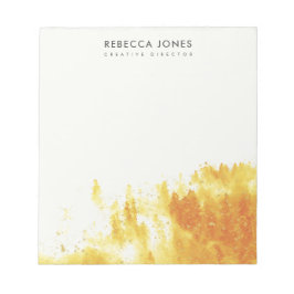 黄色い水彩風景樹状葉モノグラム ノートパッド