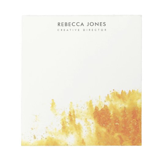 黄色い水彩風景樹状葉モノグラム ノートパッド (正面)