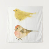 黄色い水彩鳥 タペストリー (正面(横))