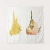 黄色い水彩鳥 タペストリー (正面)