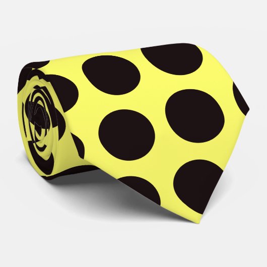 黄色い水玉模様のタイ ネクタイ (ロール)