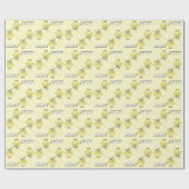 黄色い水玉模様のフクロウのベビーシャワーのテーマ ラッピングペーパー (フラット)
