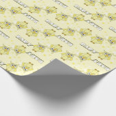 黄色い水玉模様のフクロウのベビーシャワーのテーマ ラッピングペーパー (角)