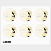 黄色い水玉模様の傘のベビーシャワーのステッカー ラウンドシール (シート)