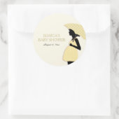 黄色い水玉模様の傘のベビーシャワーのステッカー ラウンドシール (バッグ)