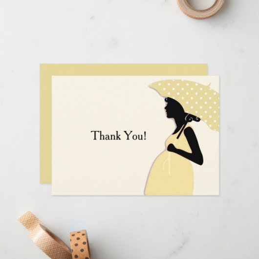 黄色い水玉模様の傘はNotecard感謝していしています ノートカード (正面/裏面インサイチュ)