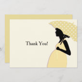 黄色い水玉模様の傘はNotecard感謝していしています ノートカード (正面/裏面)