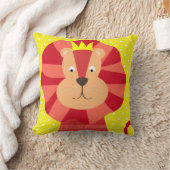 黄色い水玉模様の装飾用クッションの赤いライオン クッション (ブランケット)