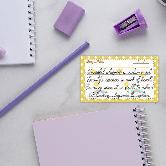 黄色い水玉模様、かわいい星と虹10" x 6" ポストイット