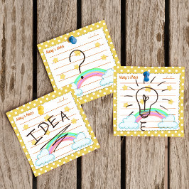 黄色い水玉模様、かわいい星と虹3" x 3" ポストイット