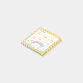 黄色い水玉模様、かわいい星と虹3" x 3" ポストイット (アングル)