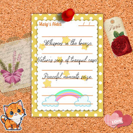 黄色い水玉模様、かわいい星と虹4" x 6" ポストイット