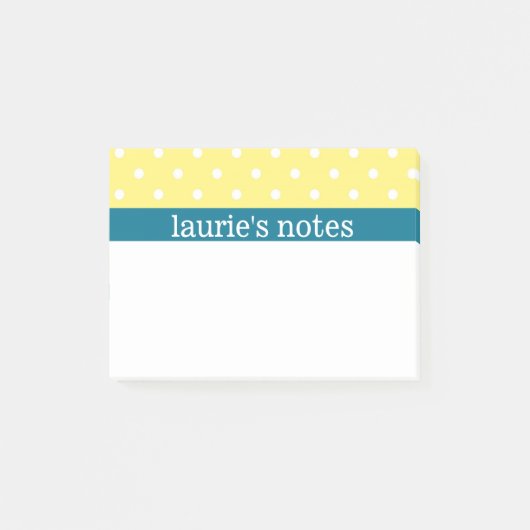 黄色い水玉模様-個人化して下さい ポストイット (正面)