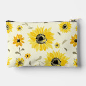 黄色い水色のひまわり模様 アクセサリーポーチ (裏面)