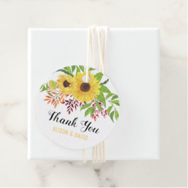 黄色い水色のひまわり結婚の花をありがとう フェイバータグ