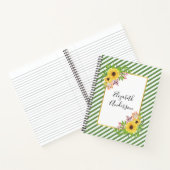 黄色い水色のひまわり、フレームとストライプ ノートブック (内部)