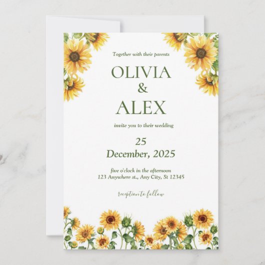 黄色い水色のひま素朴わら写真 招待状 (正面)