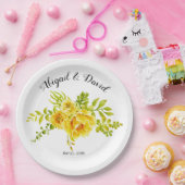 黄色い水色のサボテンの花は多肉性結婚の ペーパープレート (パーティー)