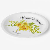 黄色い水色のサボテンの花は多肉性結婚の ペーパープレート (アングル)