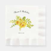 黄色い水色のサボテンの花結婚フローラ 縁ありランチョンナプキン (正面)