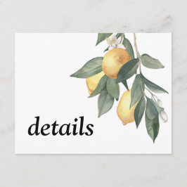 黄色い水色のレモンと緑の葉 エンクロージャーカード