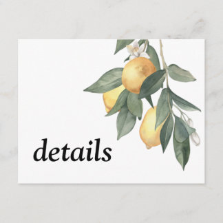 黄色い水色のレモンと緑の葉 エンクロージャーカード