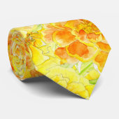 黄色い水色の夏のマリゴールドの花 ネクタイ (ロール)