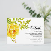 黄色い水色の花のフローラ結婚の詳細 エンクロージャーカード (スタンド正面)