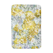 黄色い水色の花模様デザイン バスマット (正面縦)